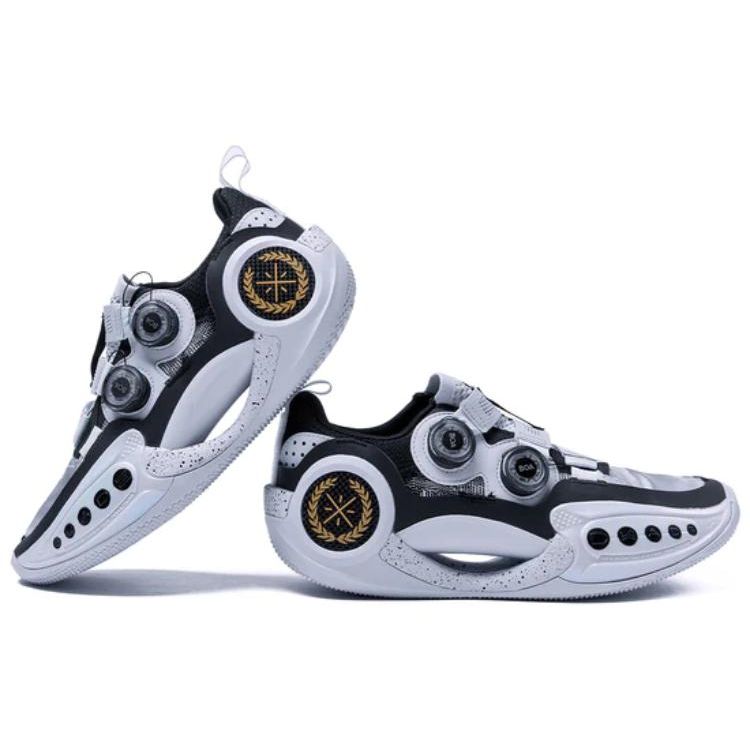 Баскетбольные кроссовки Li Ning Wow 9 City Limited Shanghai с нескользящей подошвой, износостойкие, мужские, черные, белые, ABES003-5