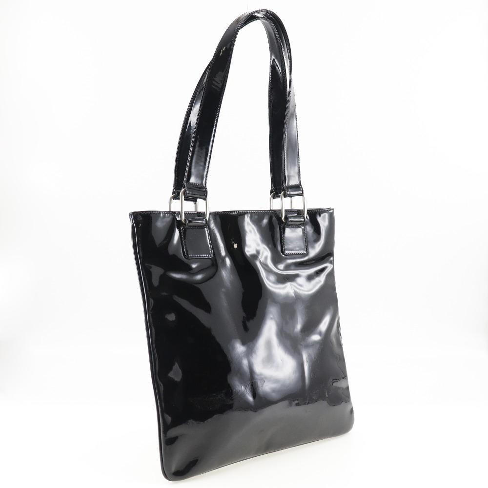 Loewe Anagram Tote Bag Black Enamel Women Used