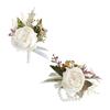 Artificial Champagne Wrist Flower and Boutonniere  for Graduation Parties Wedding Ceremony Wrist Corsage for Theme Event