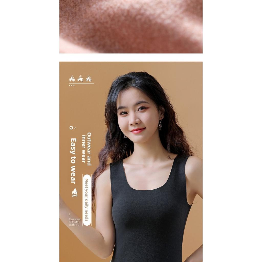 Women's Warm Sleeveless Warm Top - Winter Warmth, High Elasticity -Line Contour Shirt, Round Neck Fitness and Stacking Shirt - Soft and Comfortable