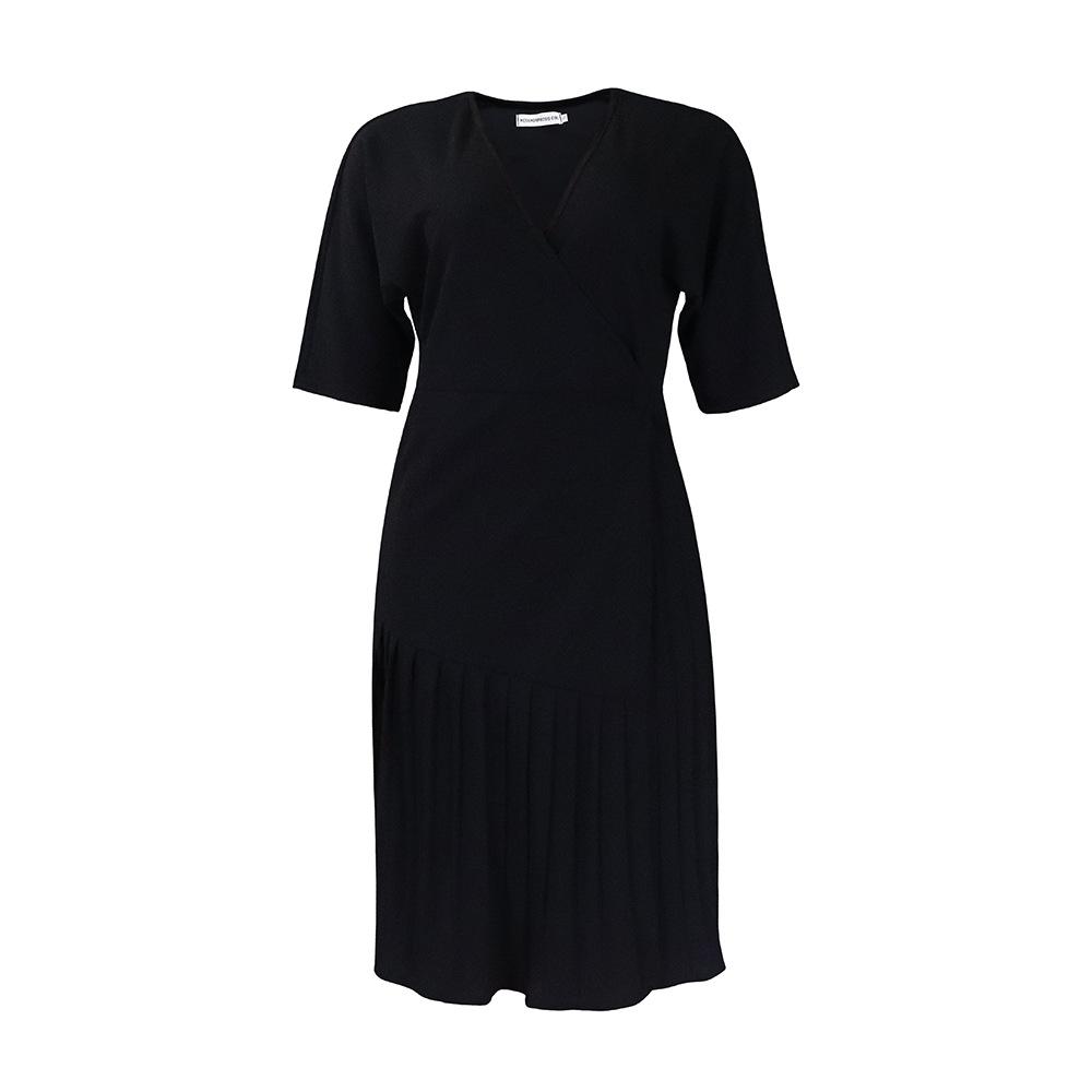 JKASHDK Женские модные летние весенние однотонные повседневные платья с v-образным вырезом и короткими рукавами и высокой талией