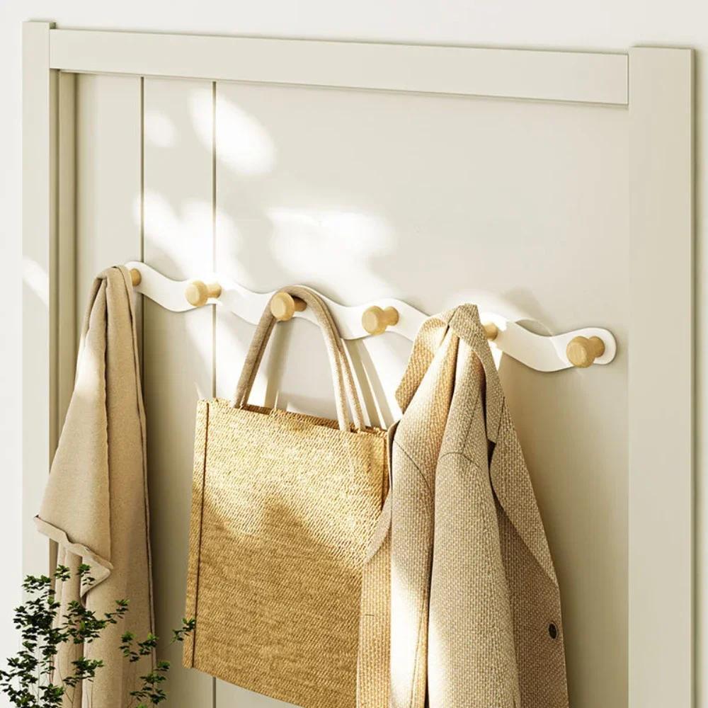 Креативный волнообразный крючок-вешалка, ряд крючков, деревянная вешалка для одежды, крючки для полотенец с перфорацией, скандинавский белый, настенные крючки для пальто, скандинавский деревянный