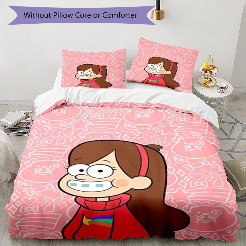 3pcs Gravity Falls Bedding Set Duvet Cover Closure Includes 1 Duvet Cover & 2 Pillowcases, Soft and Comfortable for All Seasons.