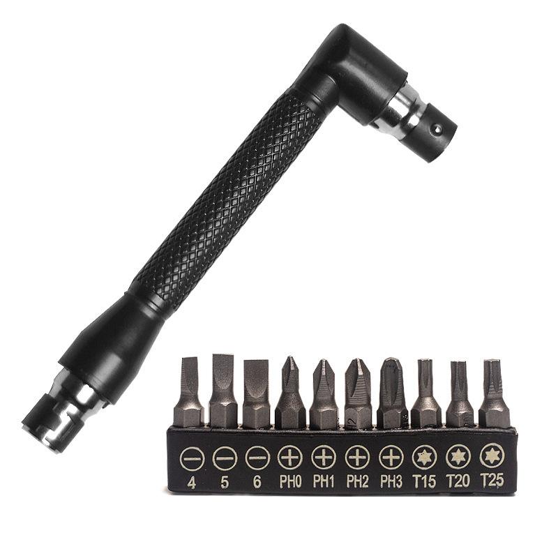 Г-образная шестигранная отвертка 1/4 дюйма, 90 градусов, двойная головка, черная, гаечный ключ 6,35 дюйма, набор из 10 отверток с желтой лентой