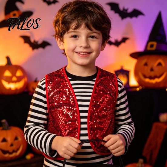 Unisex Sequin Tank Top Shiny Vest for Kids Adults, Sparkling Disco Party Vest, Halloween Performance Clothing Sleeveless Costume Christmas And