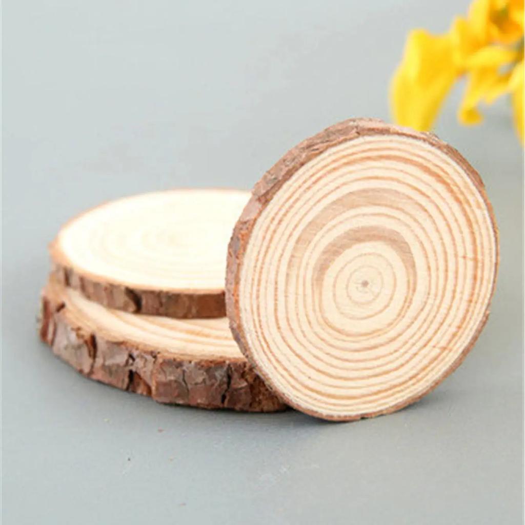 1PC-Thick 1 Pack Natural Pine Round Unfinished Wood Slices Circles With Tree Bark Log Discs DIY Crafts Wedding Party Painting