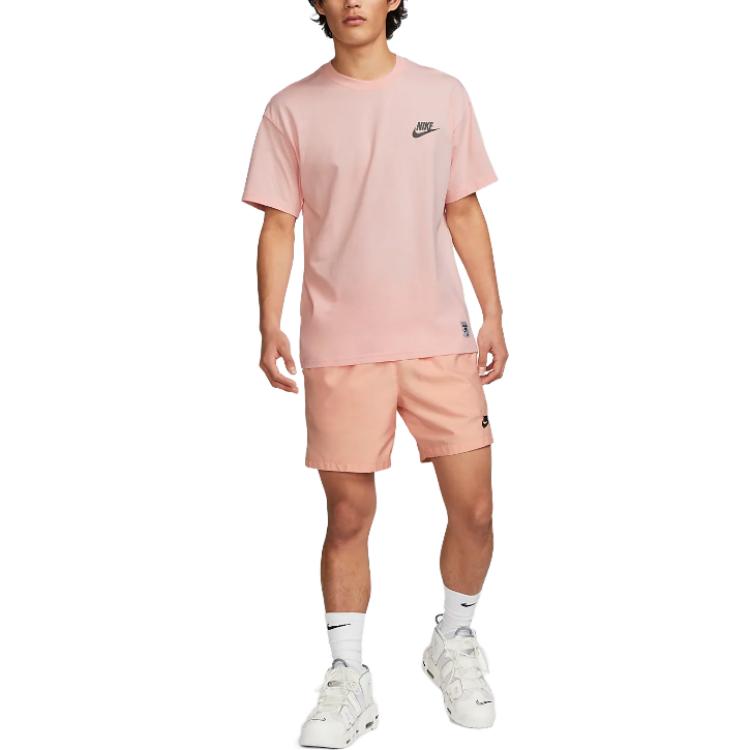 Nike T Shirts Men's Pink Crew Neck Moderate Straight Fit FB9806-686