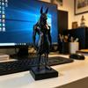 3D-печатная статуэтка Анубиса Настольная скульптура на устойчивом квадратном основании Матовый черный Минималистичный Низкополигональный дизайн для декора дома, офиса, кабинета Подарок