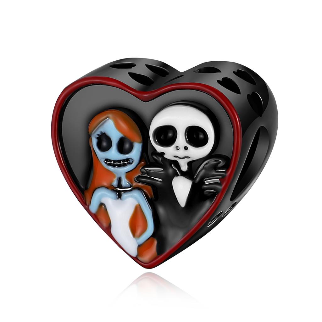 Copper Round Cat Beads & Heart-Shaped Rose Dangle Charm Fit Bracelet Boutique Necklace Black Pendant Gift