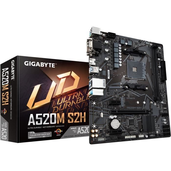 Carte mère - GIGABYTE - A520M S2H - Micro ATX - Socket AM4 - DDR4 jusqu'à 64 Go
