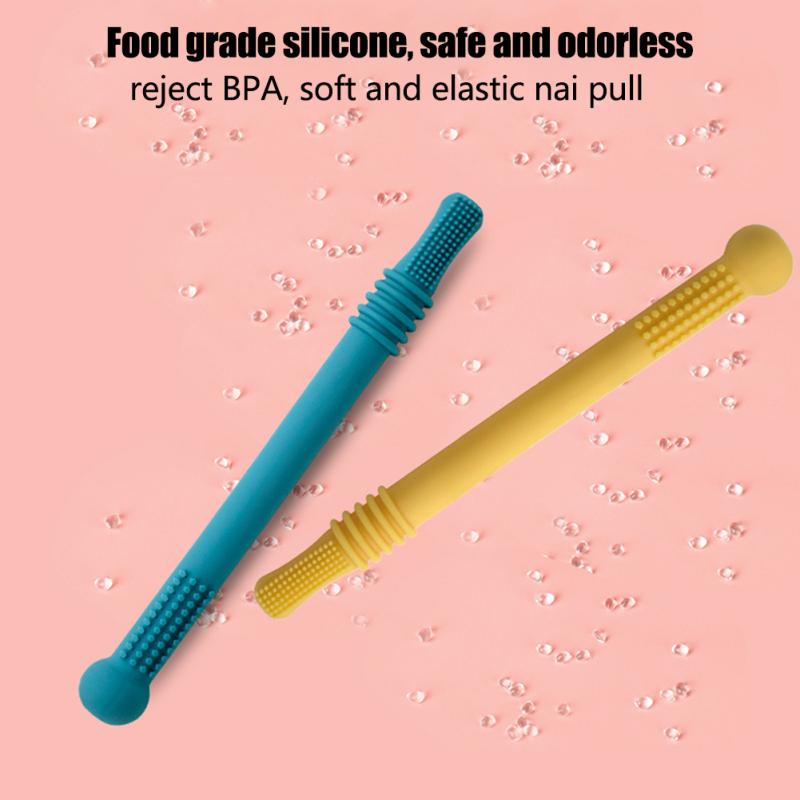 Детский прорезыватель Безопасный силиконовый жевательный соломка Игрушка Разноцветный детский молярный стик Игрушки для прорезывания зубов для младенца