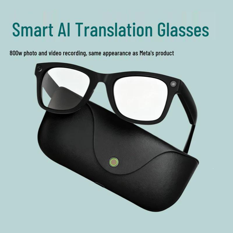 Smart AI Sunglasses: 800W Pixel Photo/Video & Audio Recording, Translation, Leather Charging Case