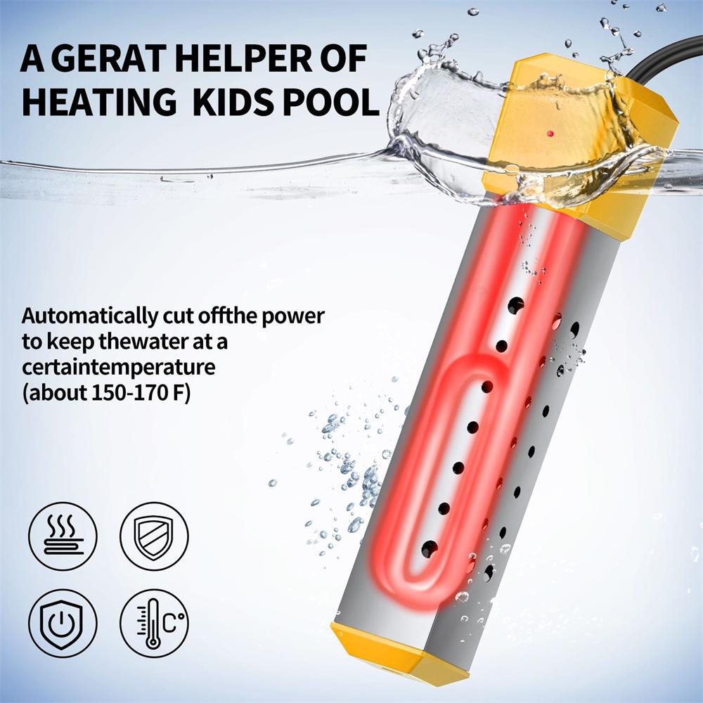 Портативный погружной нагревательный элемент 2500 Вт горячая вода автоматическое отключение питания вилка ЕС