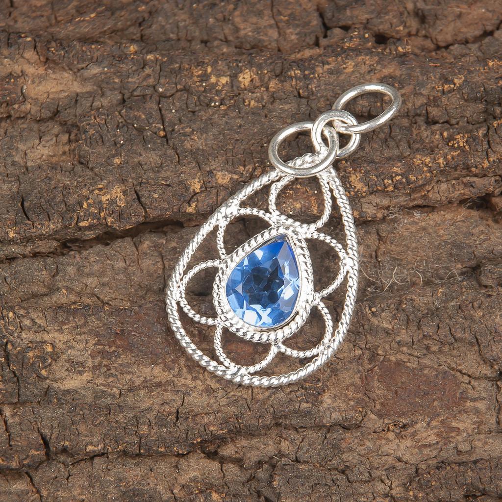 Подвеска из драгоценного камня ручной работы с танзанитом, подвеска из стерлингового серебра 925 пробы, антикварные ювелирные изделия, подвеска для подарка на помолвку