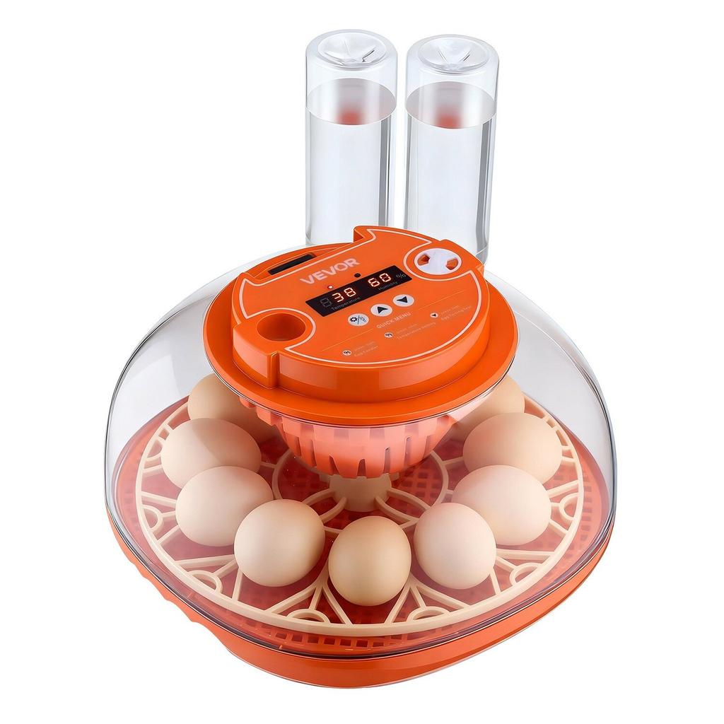 12 Egg Incubator, Automatic Egg Turner with LED Candler, Temperature & Humidity Control, 360° View Clear Window, Poultry Eggs Incubator for Home Farm,