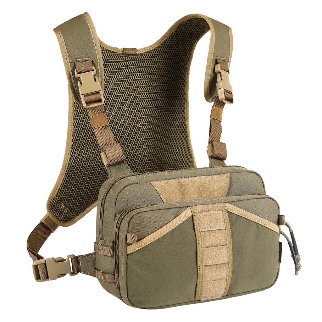 VOTAGOO GEAR Fishing Vest, Fishing Bag, Multifunctional Chest Pack (JP, Alphabet, Free Size, GREEN)