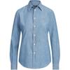 Polo Solid Color Single-Breasted Point Collar Long Sleeve Shirt Women Shirts Light-Blue 211700308-001