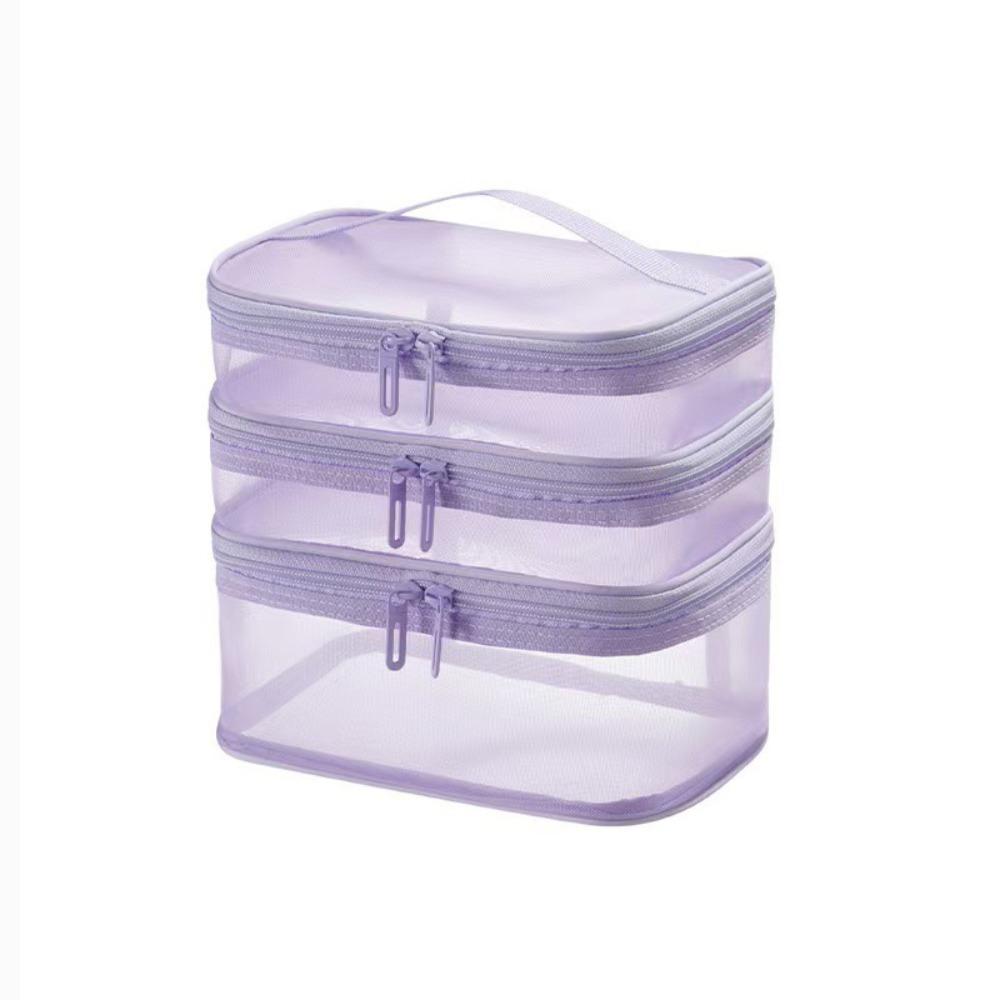 Multifunctional Transparent Mesh Travel Cosmetic Bag Storage 2/3 layer Toiletry Bag Large Capacity Makeup Case Cosmetic Storage