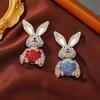 Cute Rhinestone Anti-Light Rabbit Brooch Women'S Light Luxury Temperament Zodiac Animal Pin Bag Accessories