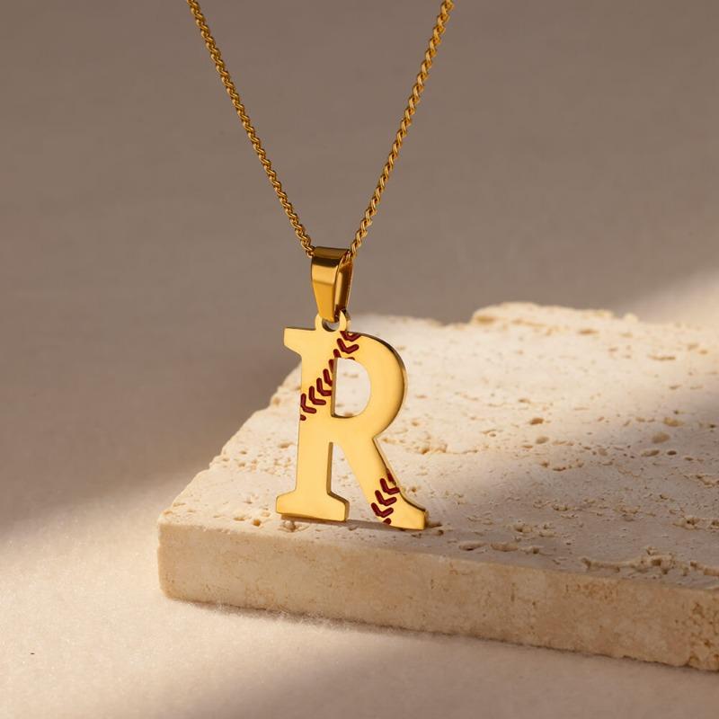 Новый дизайн изысканные бейсбольные инициалы - ожерелье с буквой, цепочка из нержавеющей стали, английская подвеска