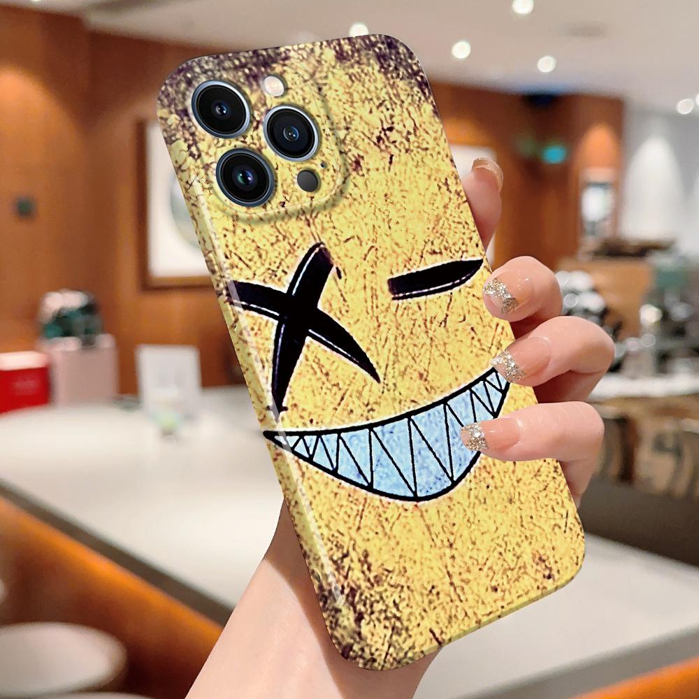 Для iPhone 16 Samsung S23 S22 A23 A52 A33 Huawei Honor Xiaomi Redmi OPPO Vivo Креативный дизайн улыбающегося лица Жесткий защитный чехол для телефона с полным объективом
