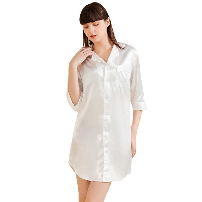 Плюс Размер Женский Летний Ультра Тонкий Сексуальный Домашний Платье Рубашка Пижама