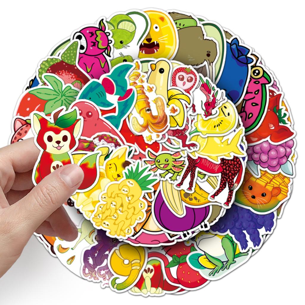 50 Fruit Animal Graffiti Stickers Personalized Cartoon Cute Creative Decorative Mobile Phone Skateboard Water Cup Stickers