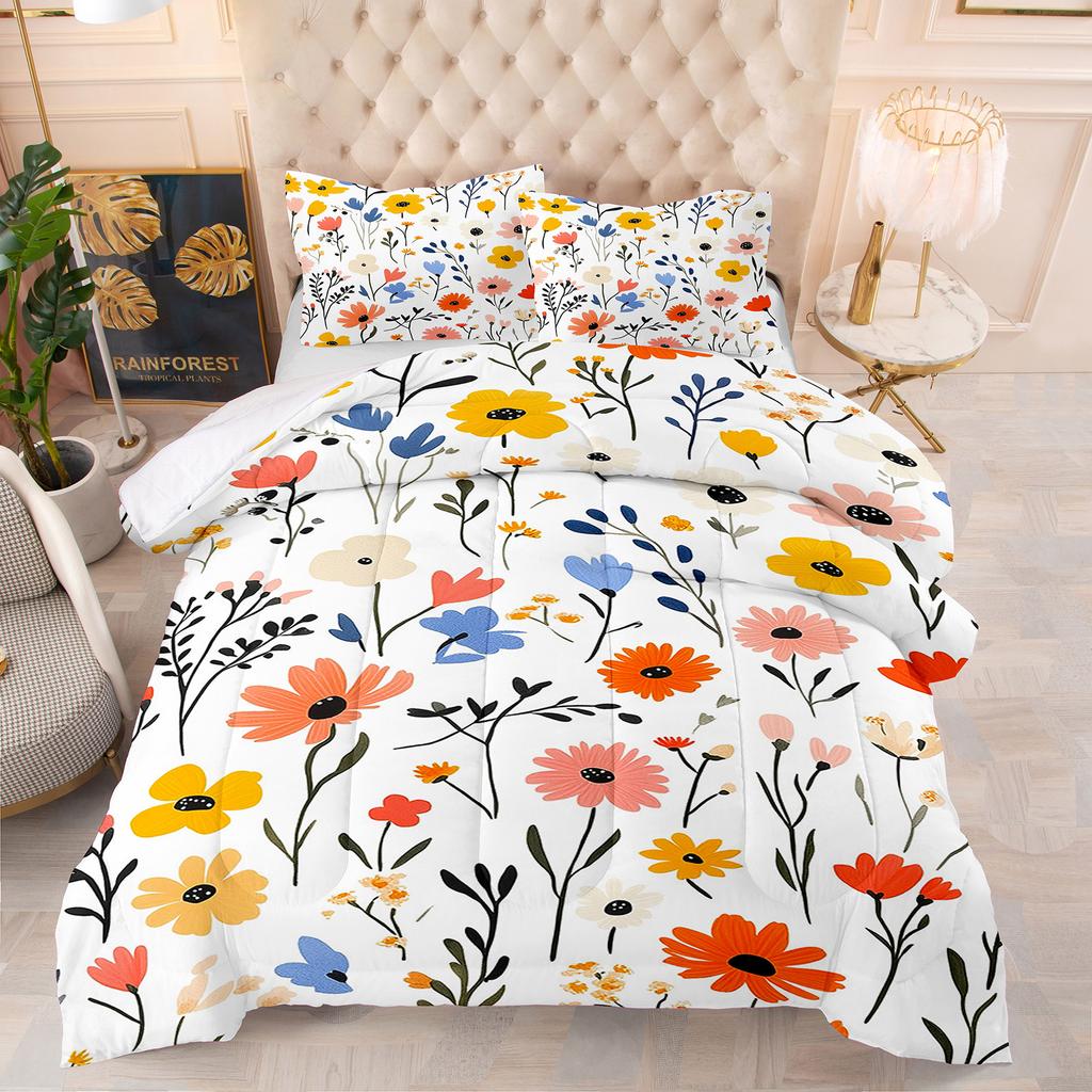 Comforter Flowers Animal Theme Home Comforter Quilted Blanket Goose Down Duvet Quilt 100% Polyester King Queen 3D Blanket Size Twin