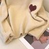 Ленивый стиль Ретро свитер с вышивкой сердечка для женщин Весна Осень Осень Зима Нежный стиль Свободный Трикотаж с длинным рукавом
