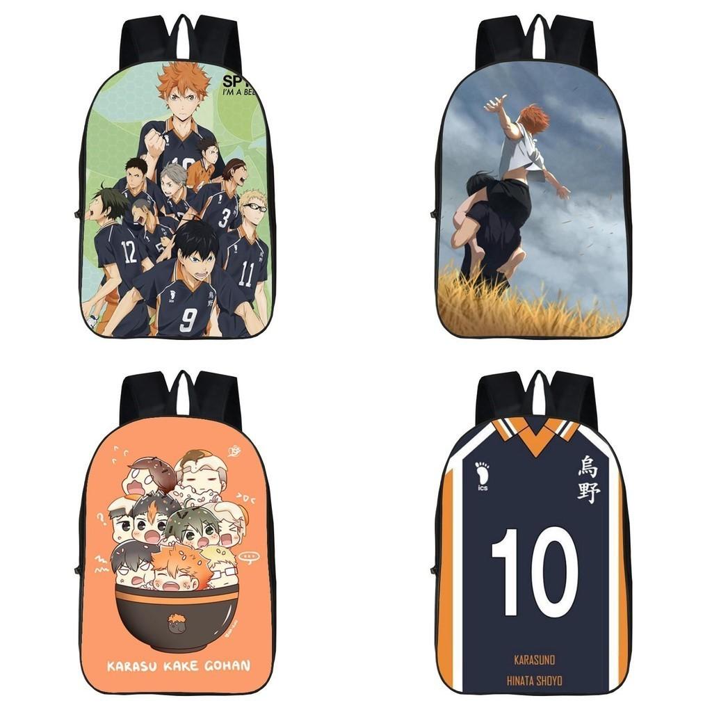 Fashionable Karasuno High School Backpack With Anime Haikyuu Print And Easy-clean Fabric