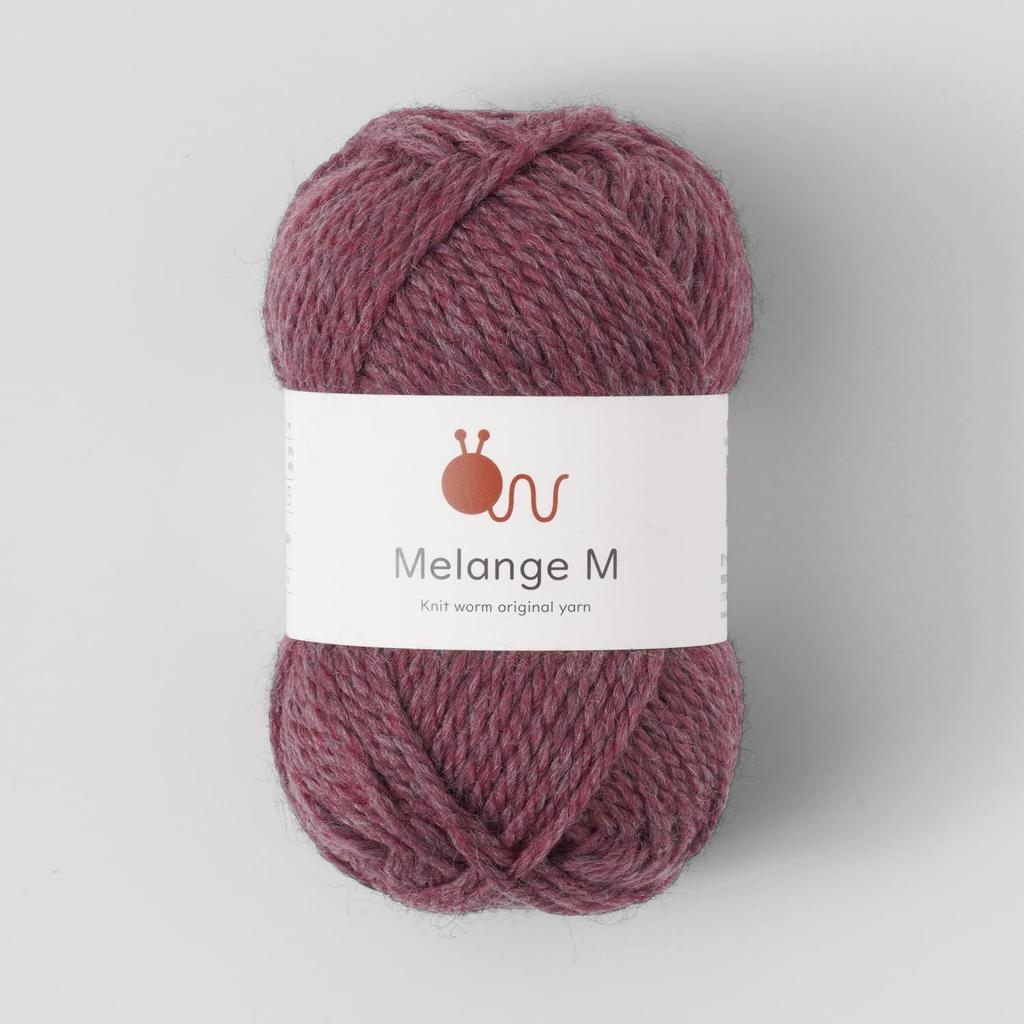 Knitworm Melange 10 Acrylic Yarn, Balls, Medium, 60% Wool, 40% (Plum)