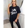Oversized T Shirt Black I Love Whiskey With Clover Print Casual Streetwear For Women Party And Daily Wear