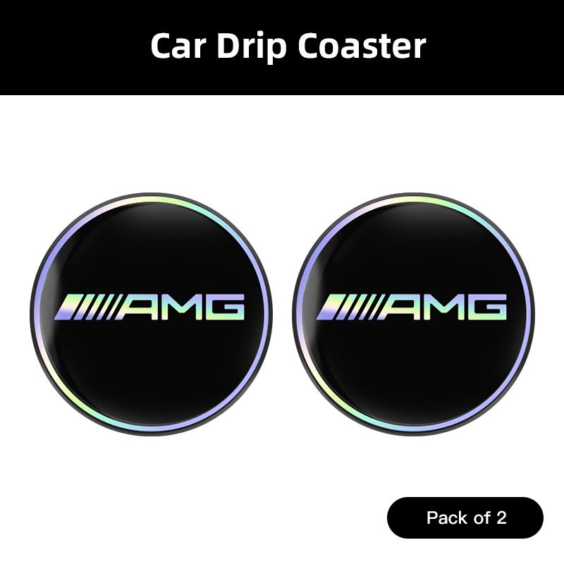 2Pcs Car Cup Coaster Non-slip Shockproof Water Cup Mats For Mercedes Benz AMG GLC W203 W206 W220 W205 W211 W212 W201 W210 GLE II2