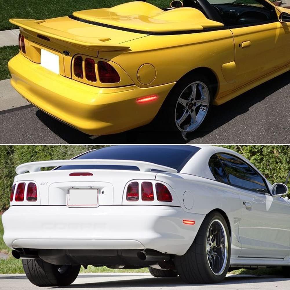 Full Red Led Light Black Smoked Lens kit Compatible With 1994 1995 1996 1997 1998 Ford Mustang V6 GT Cobra SVT Rear Bumper Side Marker Lamp