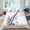 Комплект пододеяльника для саксофона, вращающиеся музыкальные ноты, постельный комплект, музыкальный инструмент, ретро, джазовая музыкальная тема, пододеяльник размера твин для детей