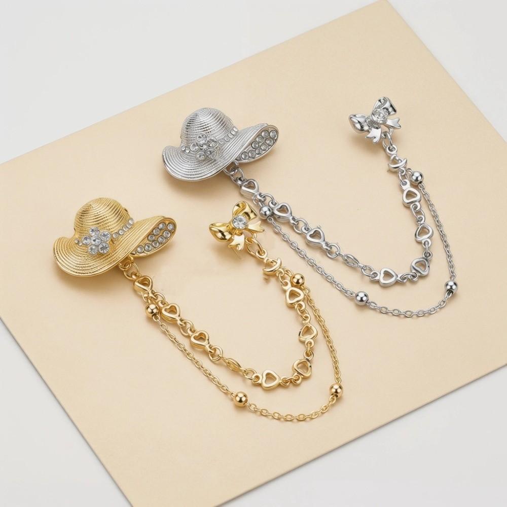 Clothes Accessories Tassel Pendant Brooch Zinc Zinc Alloy Zircon Badge Pin Crystal Hat Bow Brooch Gifts