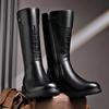 Модные мужские роскошные модные высокие мотоциклетные ботинки черные модные оригинальные кожаные ботинки осень-зима для верховой езды крутые длинные рыцарские ботинки