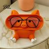 Cute Animal Desk Decor Cartoon Pig Glasses Holder, 3D Printed Phone Stand Desktop Organizer, Storage Box Stable Decorative Ornament for Office