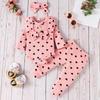 Spring & Autumn Baby Girl Love Romper, Long Pants, and Headband Princess Set