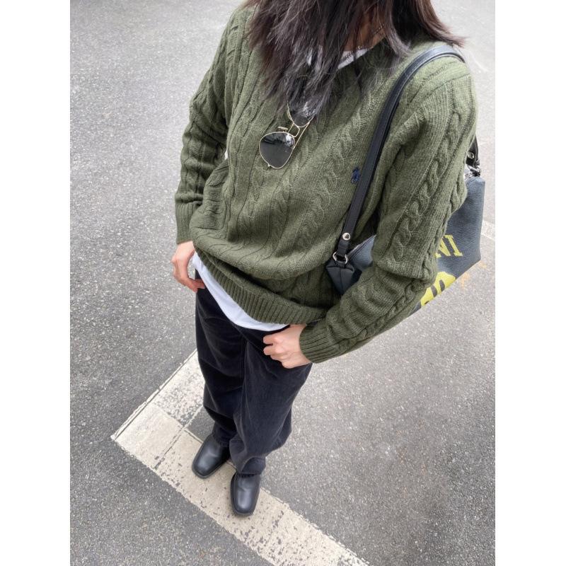 Пуловер с круглым вырезом EastRogue для пар на осень и зиму, шерстяной свитер крупной вязки «косы», модный и универсальный.