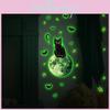 Halloween Pvc Wall Decal With Green Light Moon Black Cat Bats For Living Area Decor