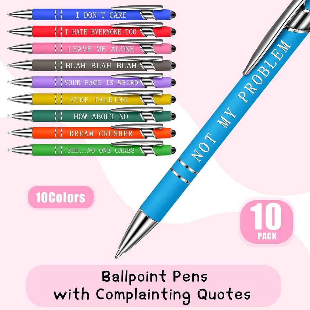 10 Pieces Ballpoint Pens Office pirational Quotes Snarky Screen Touch Stylus Pen Encouraging Scriptures, Black Ink Employee Appreciation Gifts Bulk
