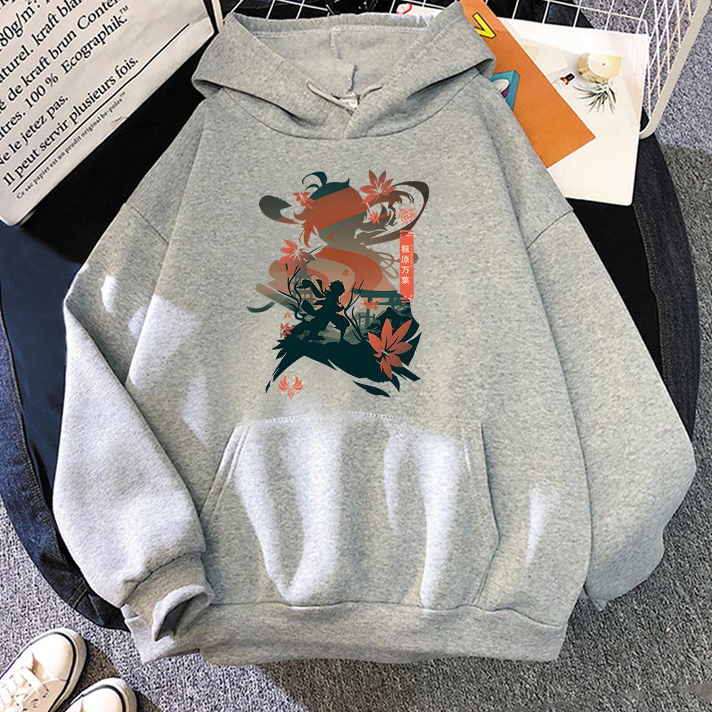 Толстовка Kazuha с капюшоном Genshin Impact с принтом Game Cartoon Hoody Kaedehara Kazuha Hoodies Women Long Sleeve Tops Girls Clothes
