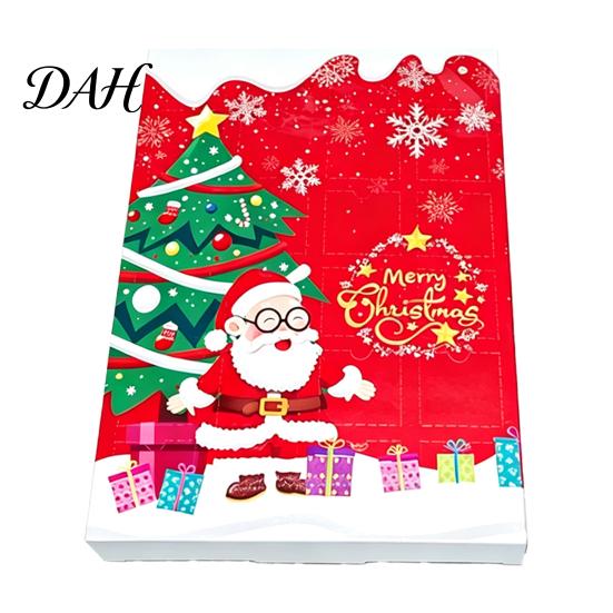 Christmas Present Boxes Countdown Gift Packaging Box, Xmas Advent Calendar with 24 Holiday Slots, DIY Fillable Empty Storage Party Supplies
