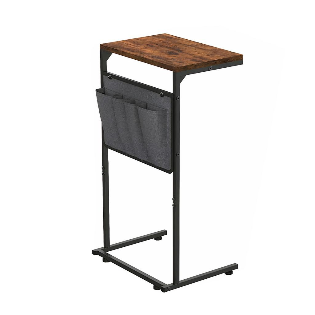 C Shaped End Table with Metal Frame Small Couch Side Table Small Coffee Stand Sofa Tray Desk for Living Room Bedroom & Office