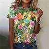 Summer Harajuku 3D Printed Colorful Floral T Shirt For Women Plant Graphic T-Shirts Loose Tees Round Neck Tops Short Sleeves
