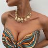Beach Style Pearl Shell Necklace Double Layer Exaggerate Metal Necklace Starfish Necklace  Women