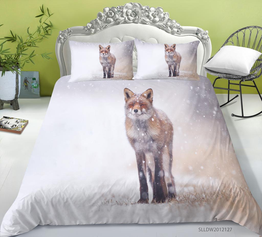 3D Fox Pattern Home Bedding Set Bedroom Quilt Cover Pillow Case Extra Large Full Size Bedding Set Home Decoration Gift