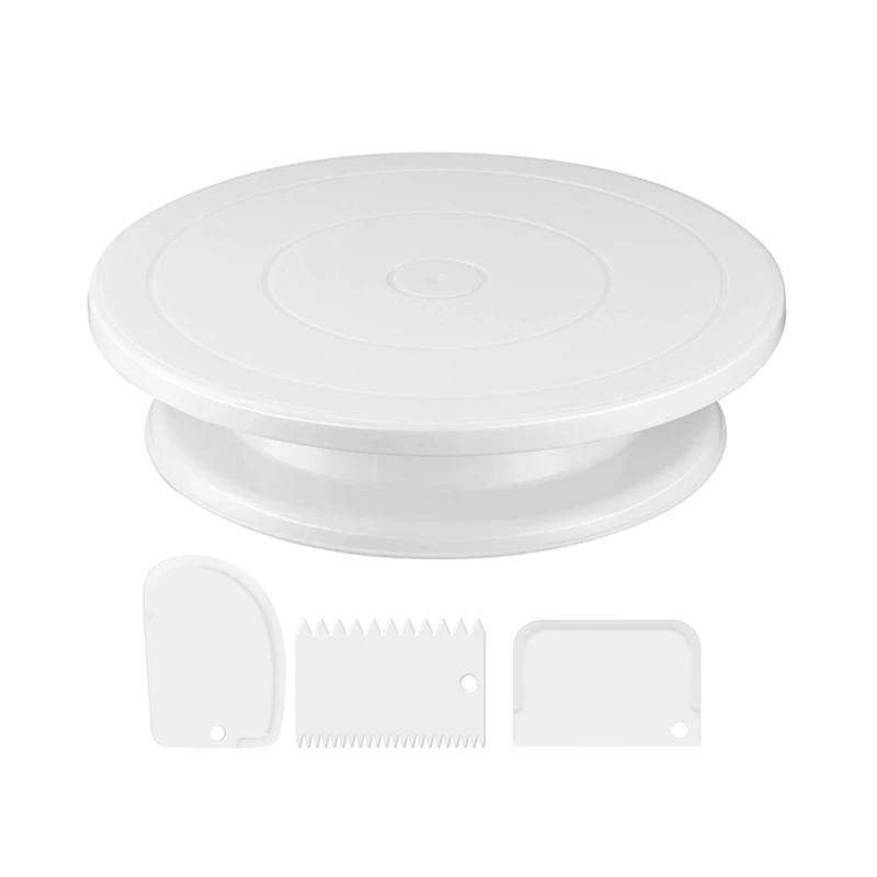 Набор для украшения торта, набор поворотных столов для торта, форма для самостоятельного изготовления, вращающаяся устойчивая противоскользящая круглая форма для торта, регулируемая стяжка, скребок для кухни