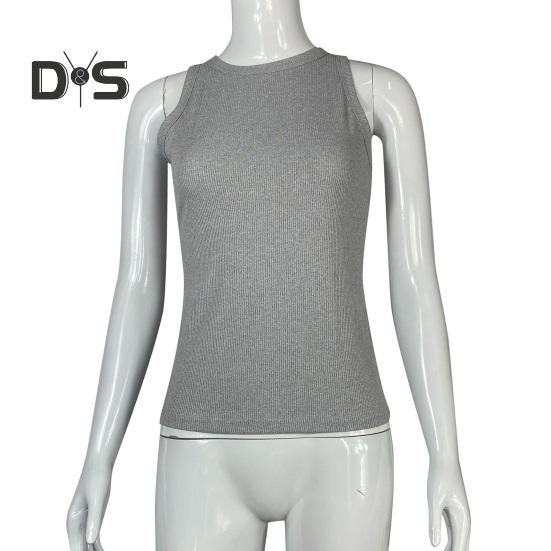 Женский жилет с круглым вырезом без рукавов, эластичный облегающий топ, однотонный спортивный топ, летний топ для фитнеса и спортзала